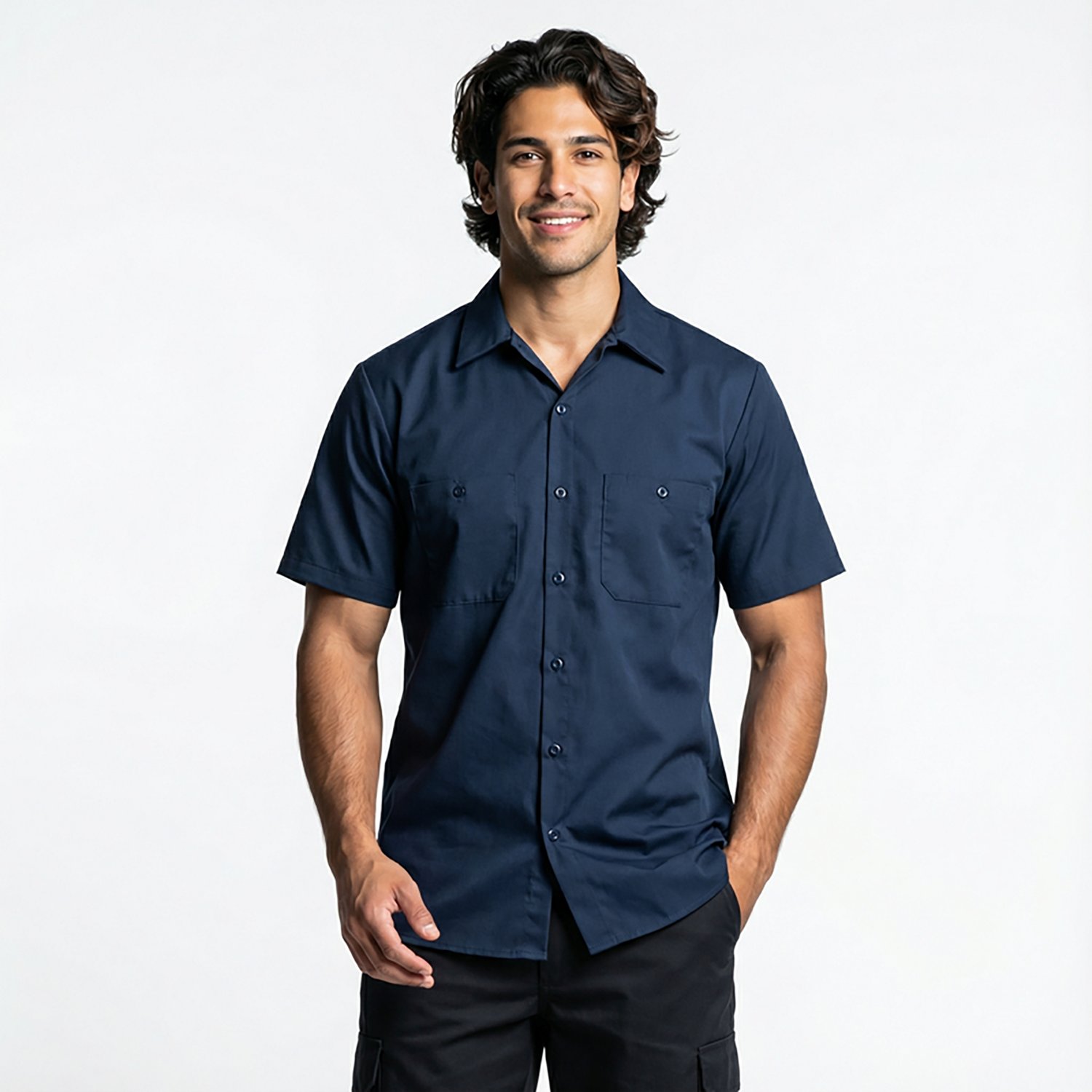 Red Kap Men's Short Sleeve Wrinkle-Resistant Cotton Work Shirt