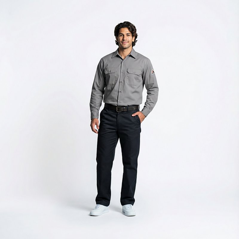 Men's Flame-Resistant Collared Shirt, 7.7 cal/sq cm, L, Excel FR(R)