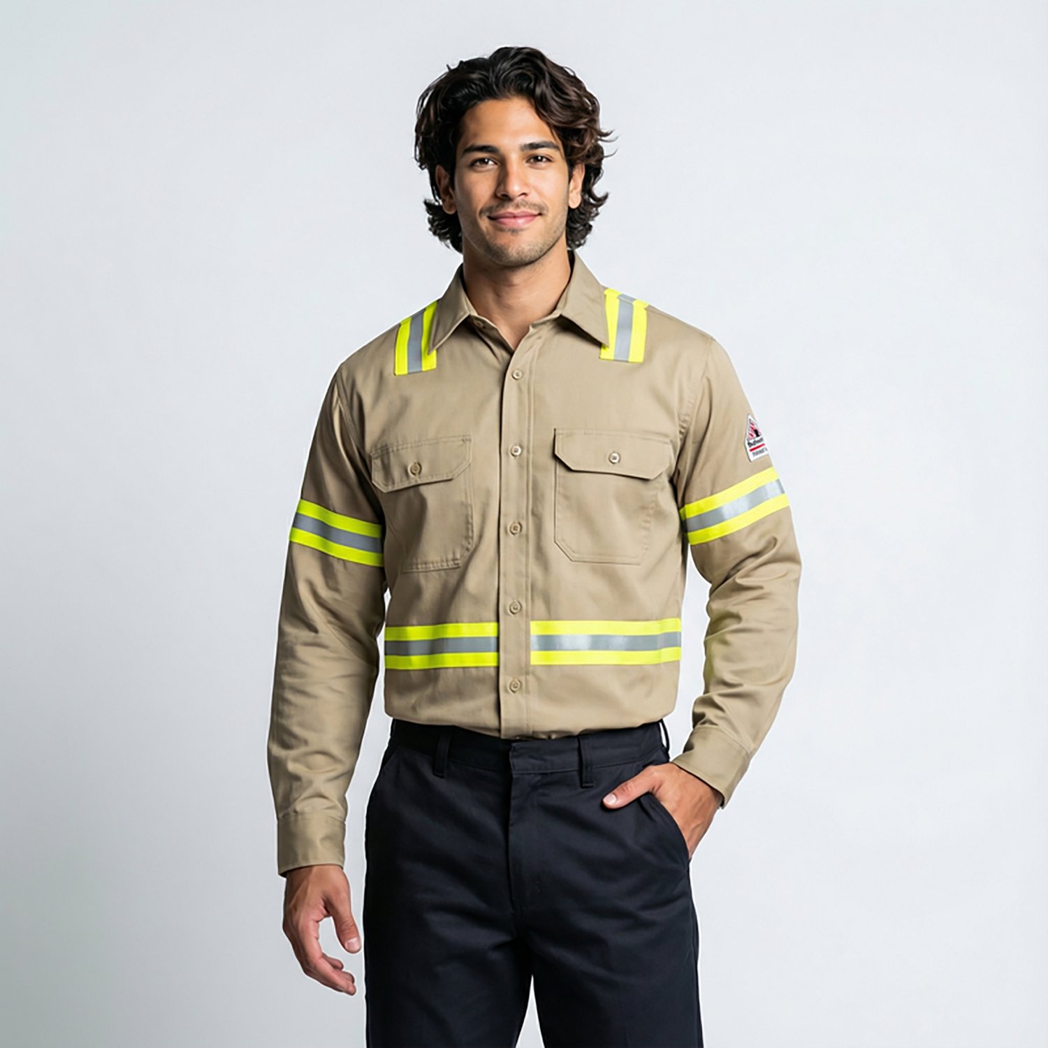 Bulwark Men's Midweight Flame Resistant Enhanced Visibility Uniform Shirt - view number 2