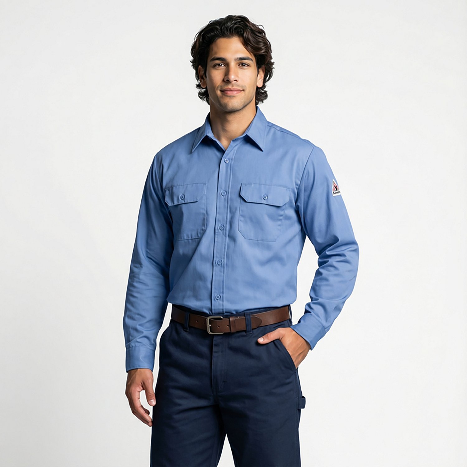 Bulwark Men's Lightweight Flame Resistant Chambray Uniform Dress Shirt - view number 2