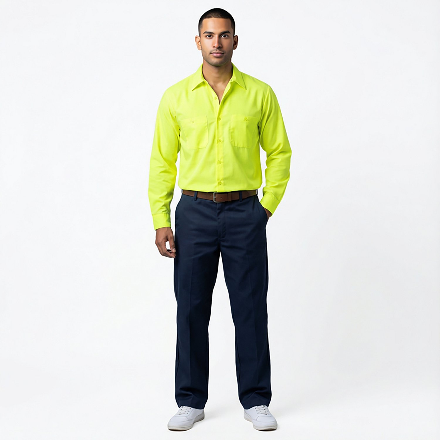 Red Kap Men's Enhanced Visibility Solid Long Sleeve Work Shirt