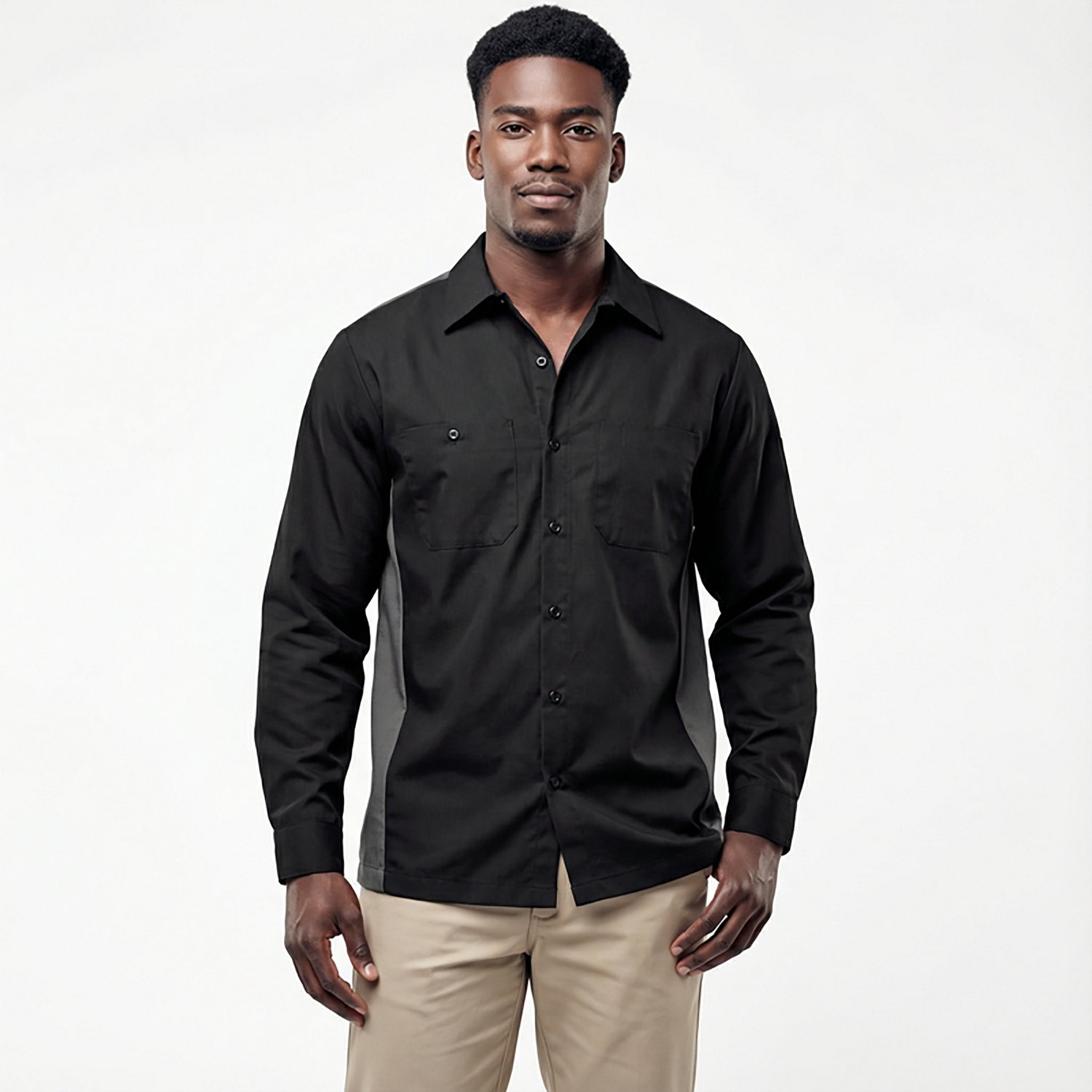Red Kap Men's 2-Tone Crew Long Sleeve Shirt                                                                                      - view number 2