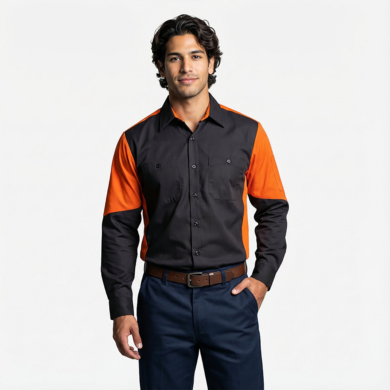 Red Kap Men's 2-Tone Crew Long Sleeve Shirt                                                                                      - view number 2