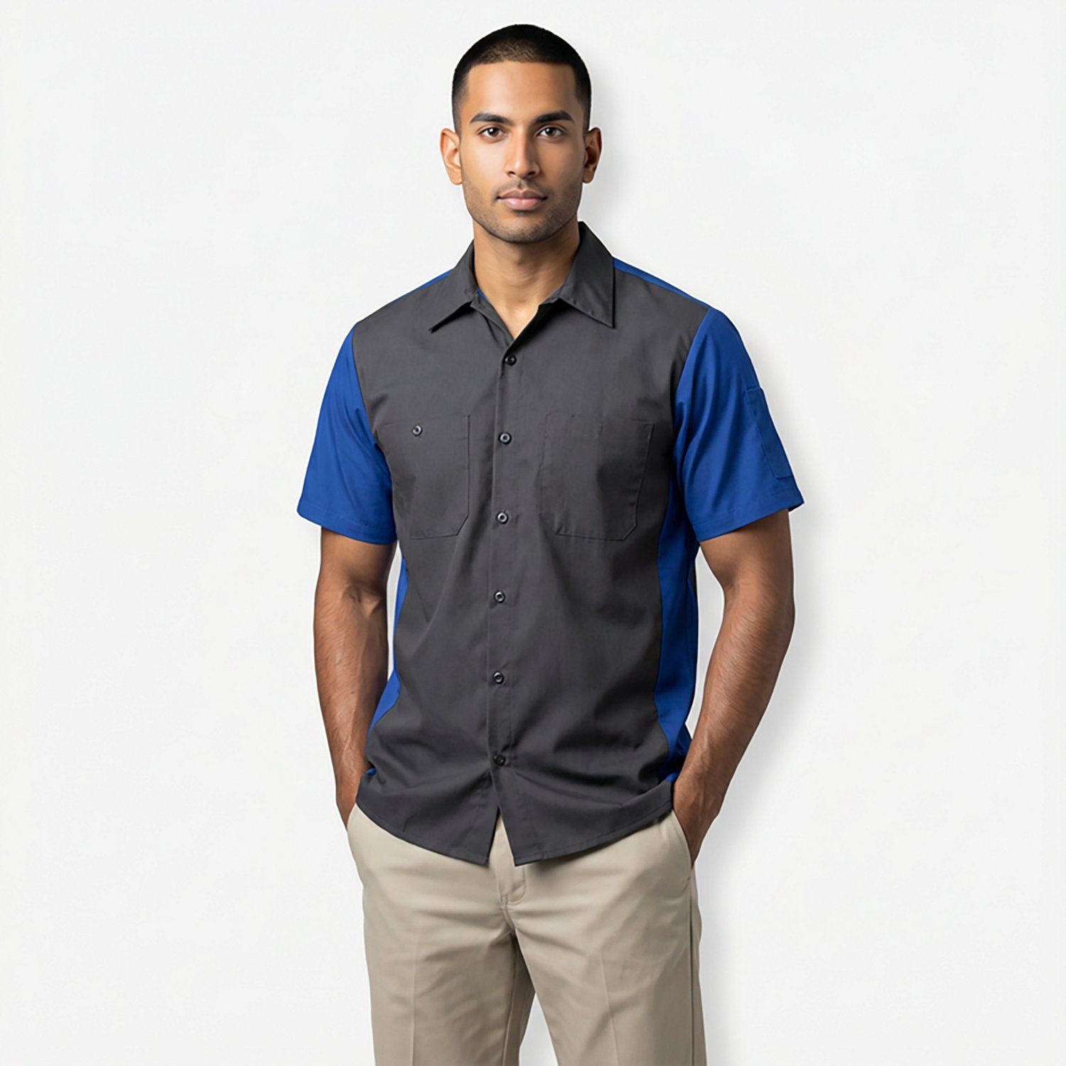 Red Kap Men's 2-Tone Crew Short Sleeve Button Down Shirt - view number 2