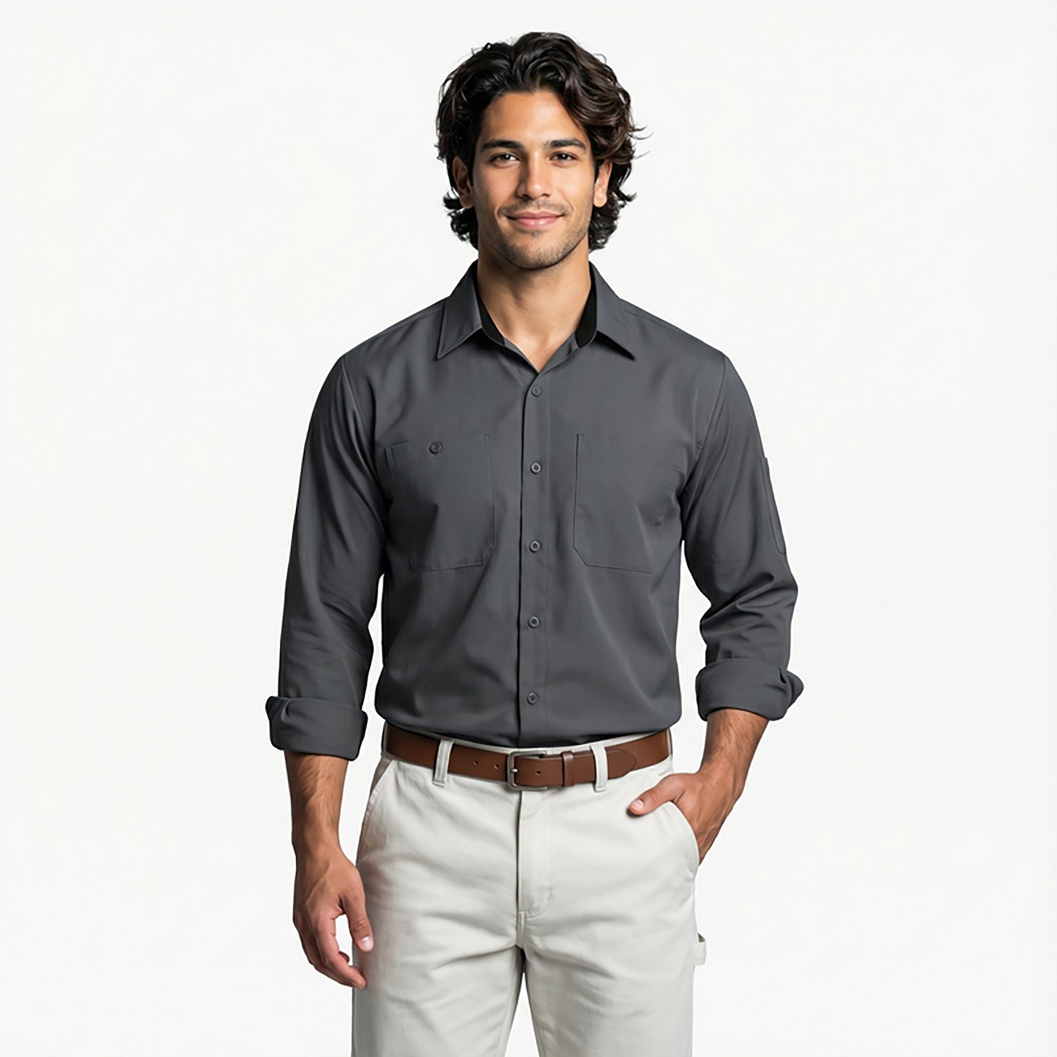Red Kap Men's Performance Plus Shop Long Sleeve Button Down Shirt - view number 2