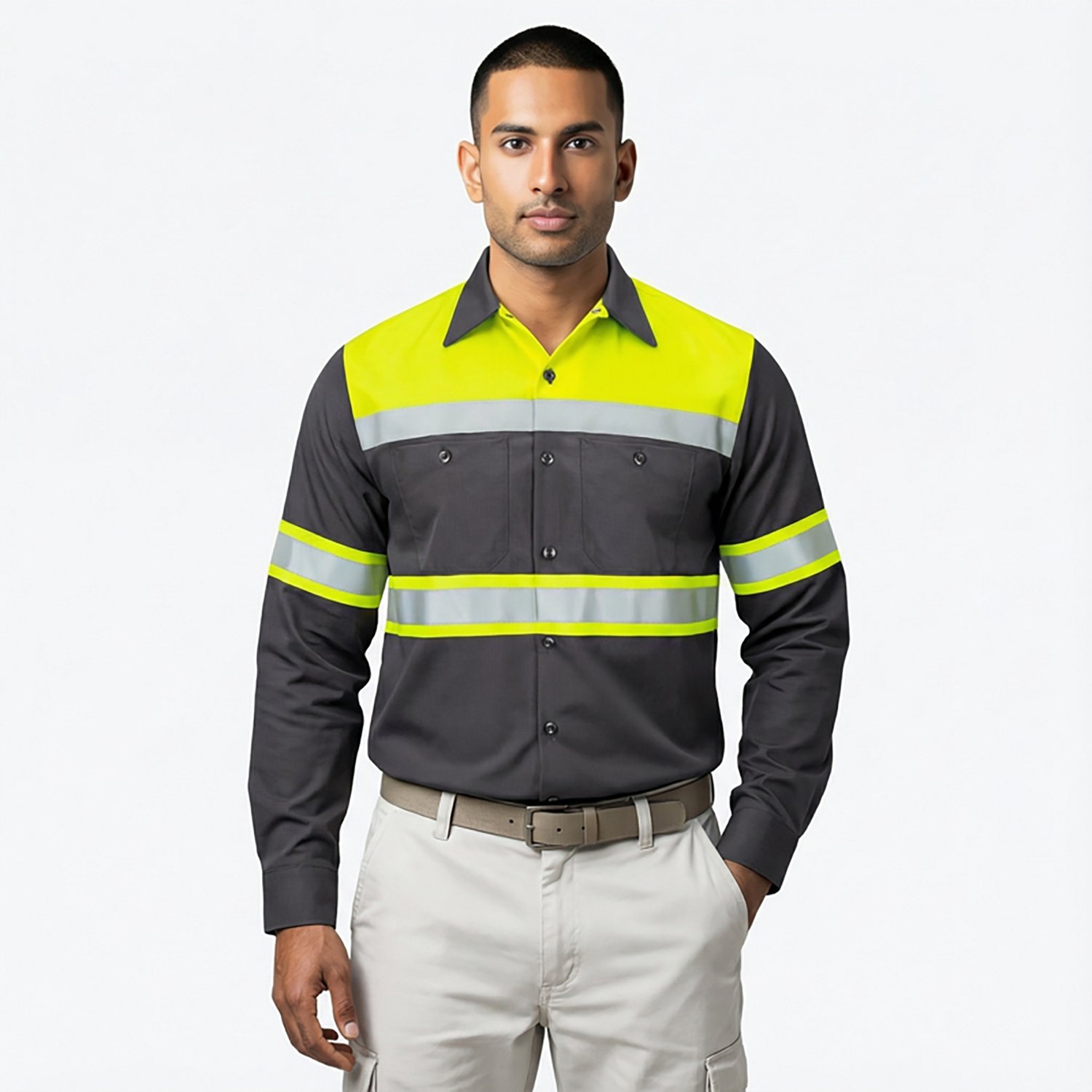 Red Kap Men's Hi-Visibility Colorblock Ripstop Type O Class 1 Long Sleeve Work Shirt                                             - view number 2