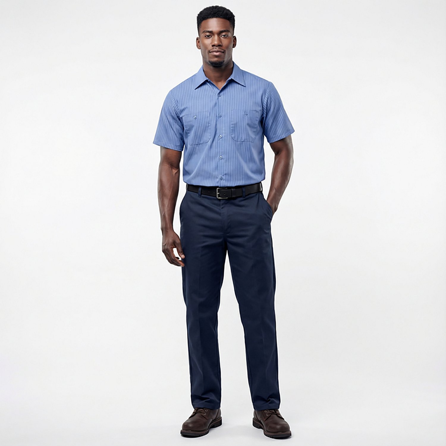 Red Kap Men's Industrial Stripe Short Sleeve Work Shirt