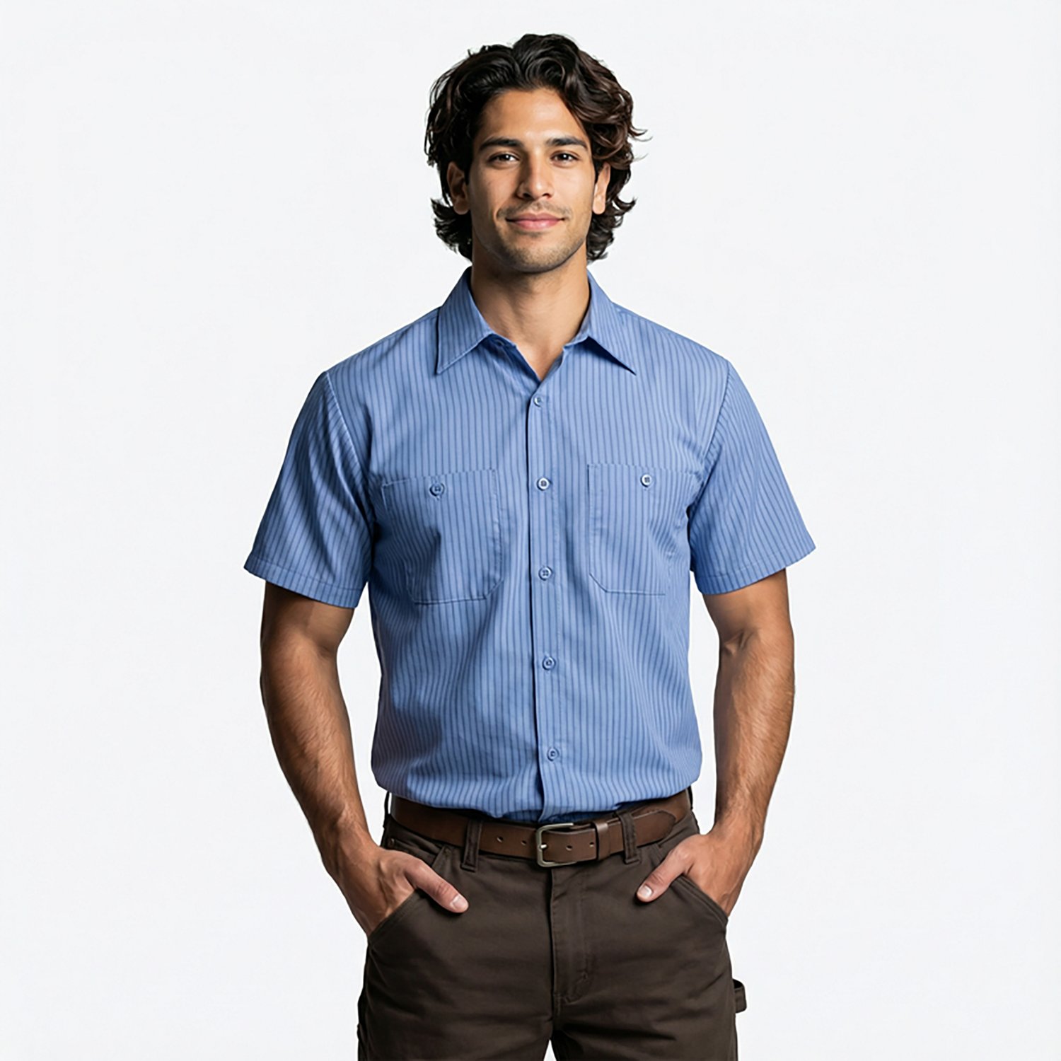 Red Kap Men's Industrial Stripe Short Sleeve Work Shirt - view number 2