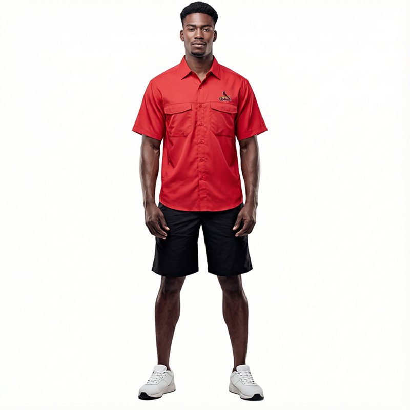 Antigua Men's St. Louis Cardinals Game Day Woven Fishing Shirt
