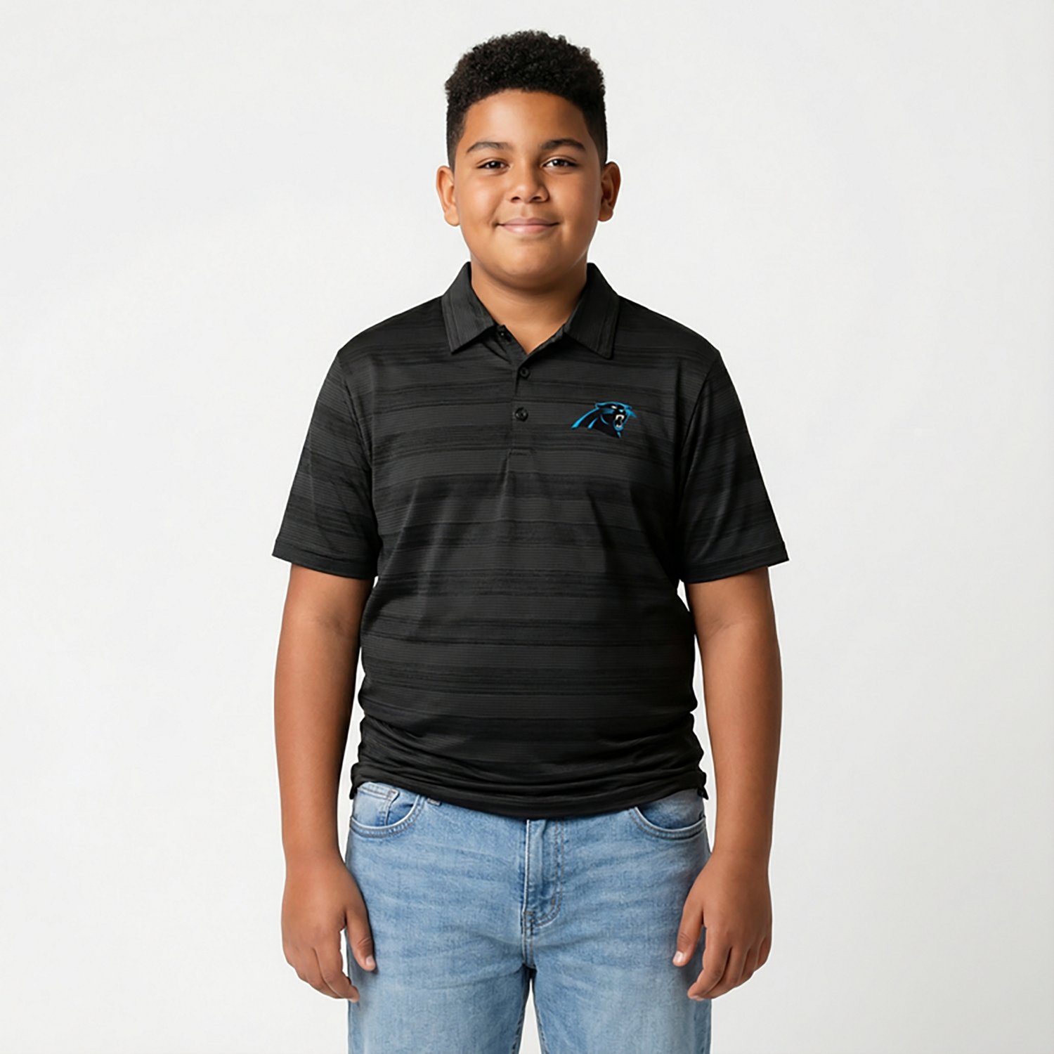 Antigua Men's Carolina Panthers Compass Short Sleeve Polo Shirt - view number 3