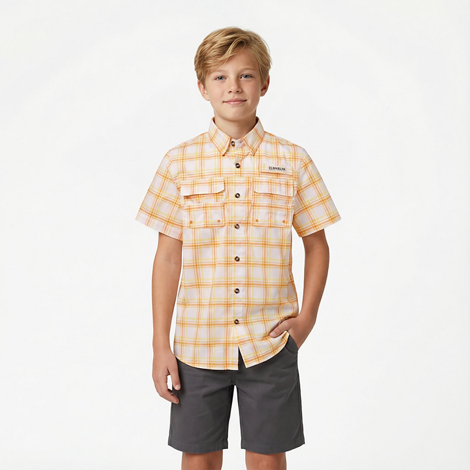 Magellan Outdoors Boys' FishGear Caddo Lake Short Sleeve Fishing Shirt                                                           - view number 2