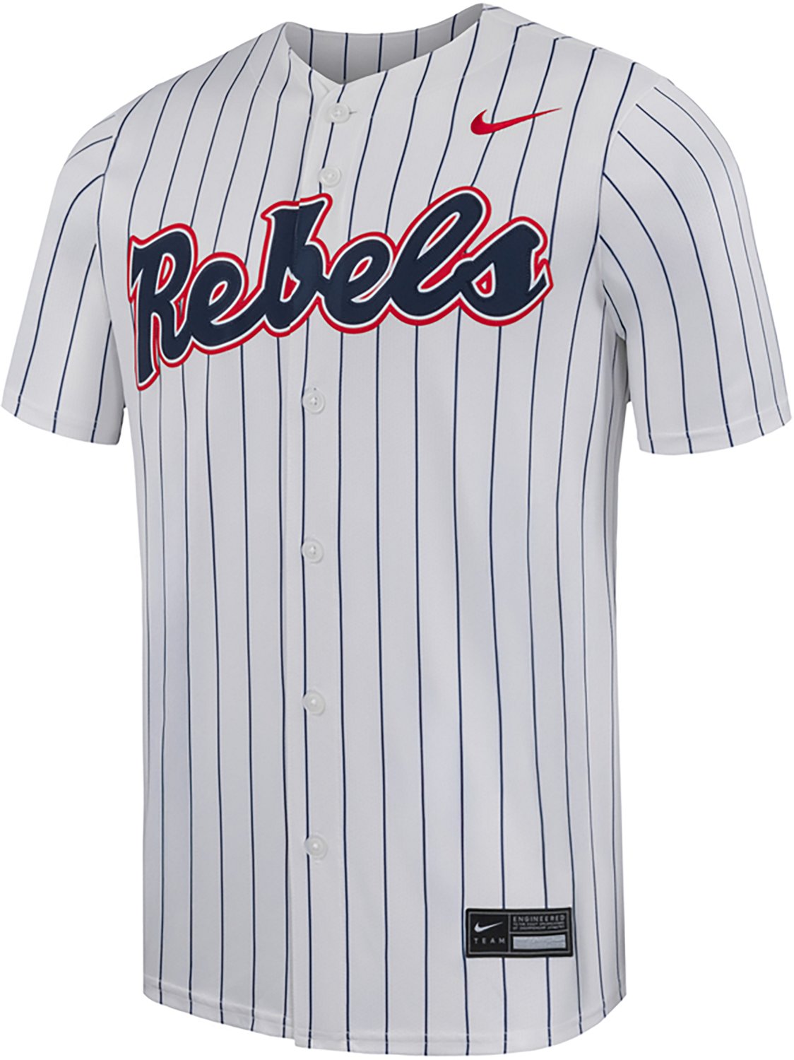 Nike Men's University of Mississippi Limited Full Button Pinstripe Baseball Jersey - view number 3