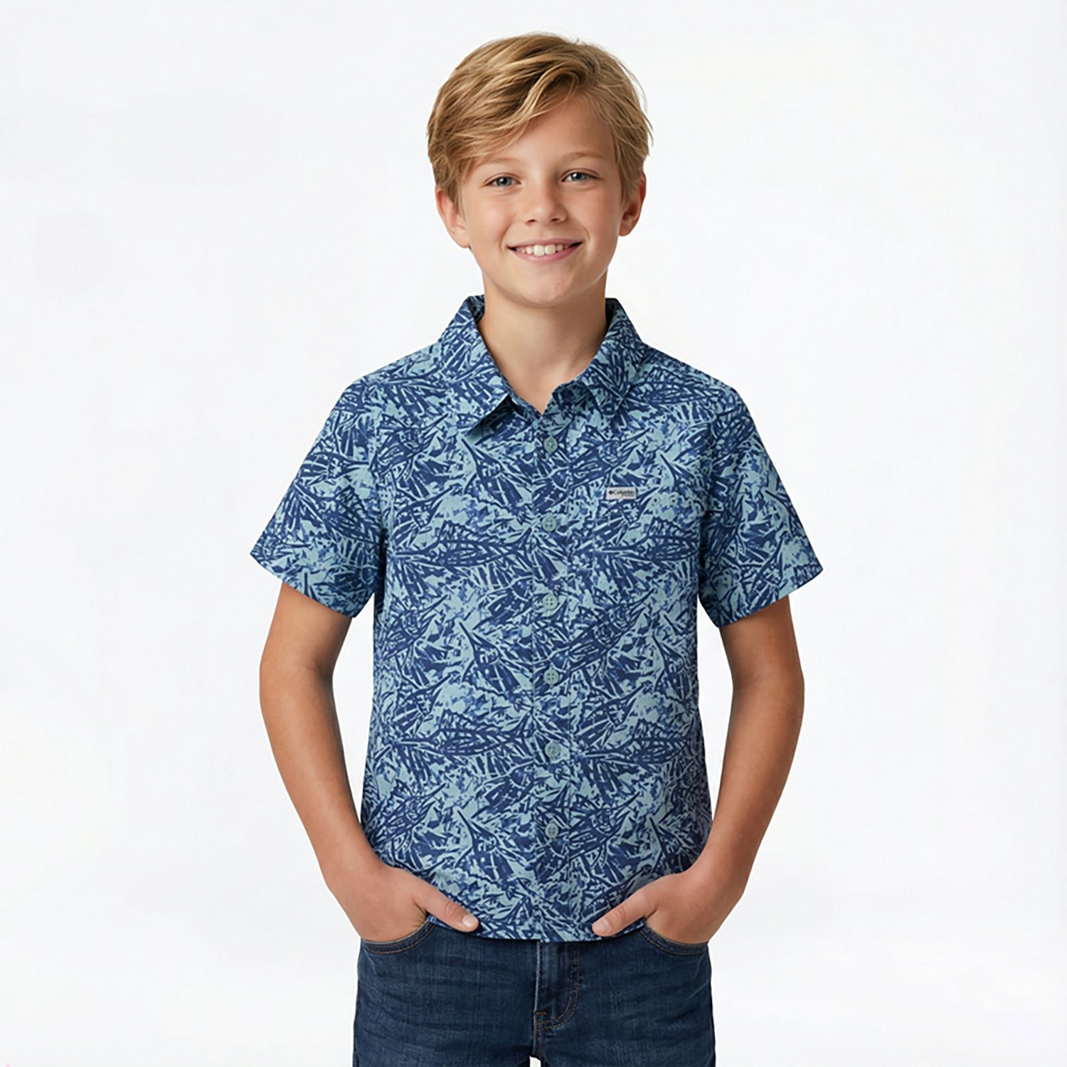 Columbia Boys’ PFG Slack Tide Camp Button-Down Graphic Shirt - view number 2