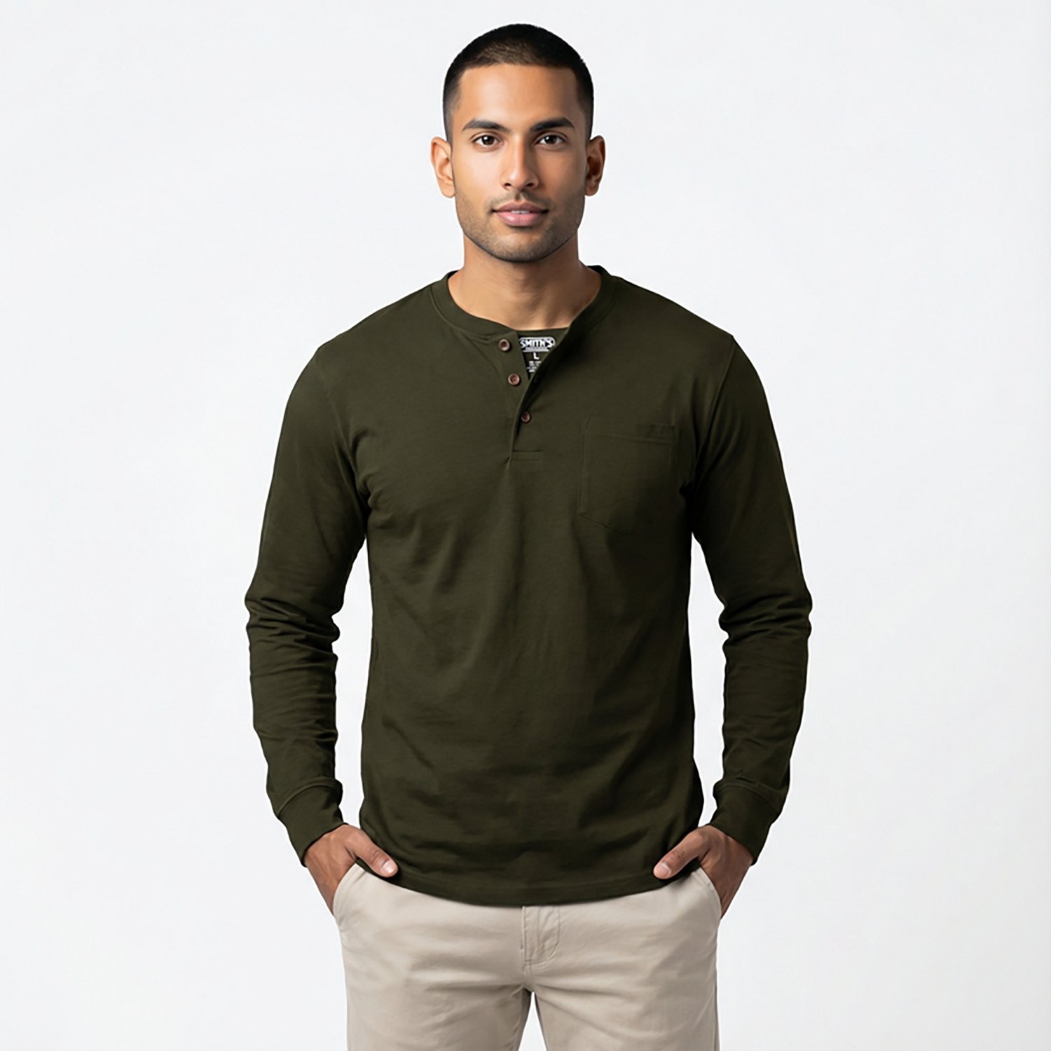 Smith's Workwear Men's Workwear Long Sleeve Henley Shirt - view number 2