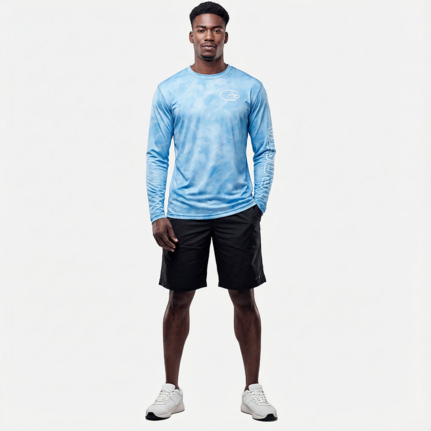 Costa Men's Tech Topographic Crew Neck Long Sleeve T-shirt