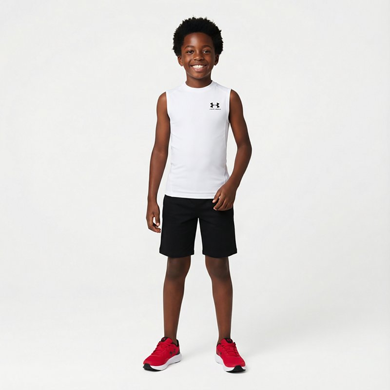 Under Armour HeatGear Armour Sleeveless Base-Layer Top for Kids - White/Black