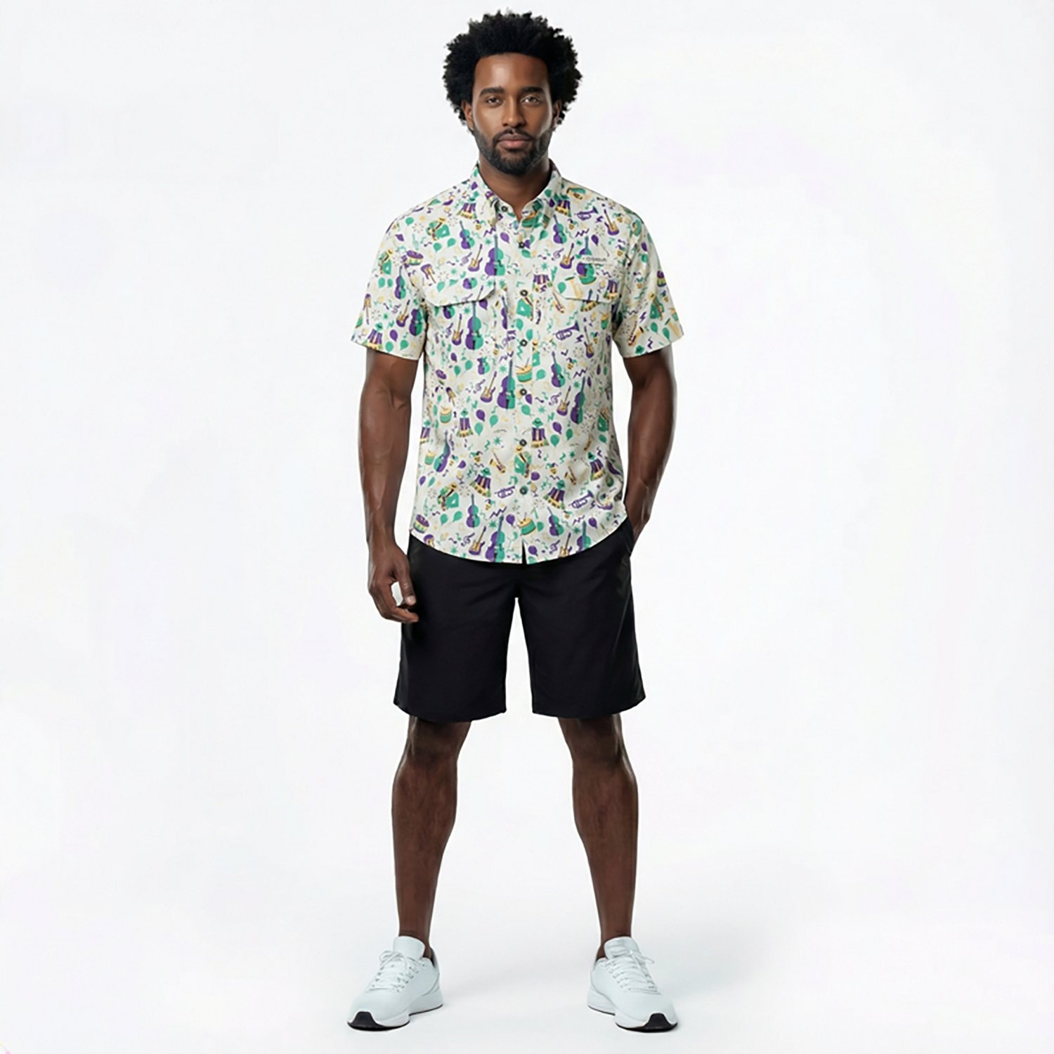 Magellan Outdoors Men's Mardi Gras Print Short Sleeve Shirt