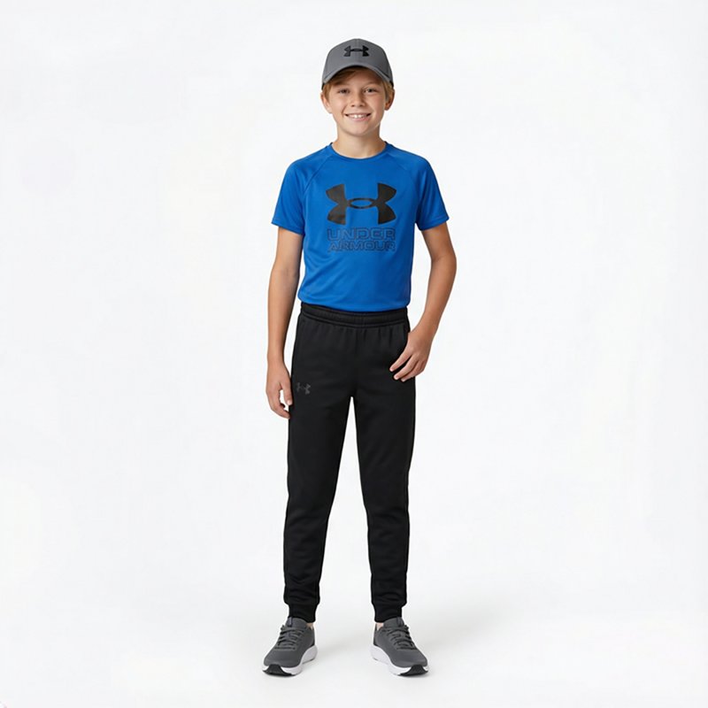 Under Armour Boys' UA Armour Fleece Joggers, Medium, Black/Black