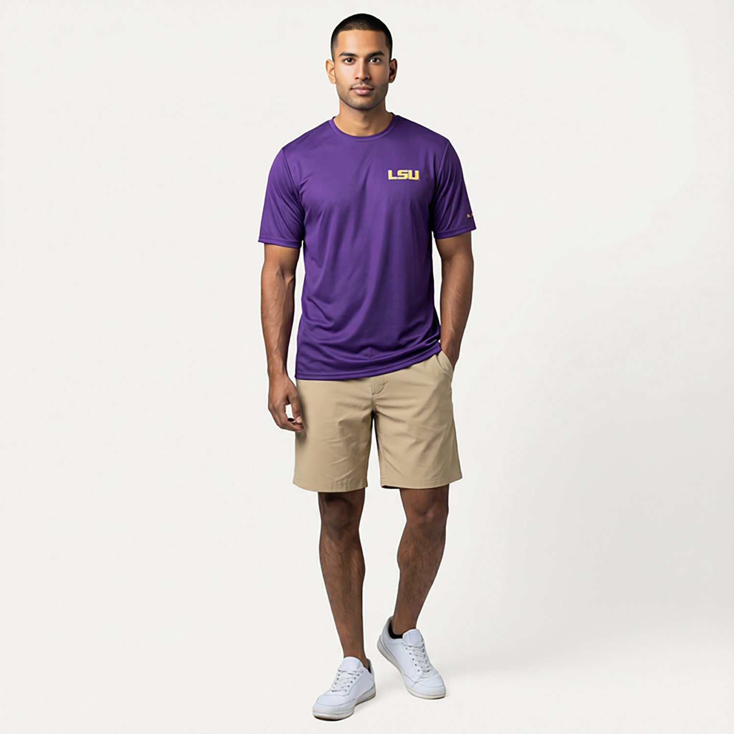 Columbia Sportswear Men's Louisiana State University Flag Terminal Tackle Short Sleeve Shirt - view number 3