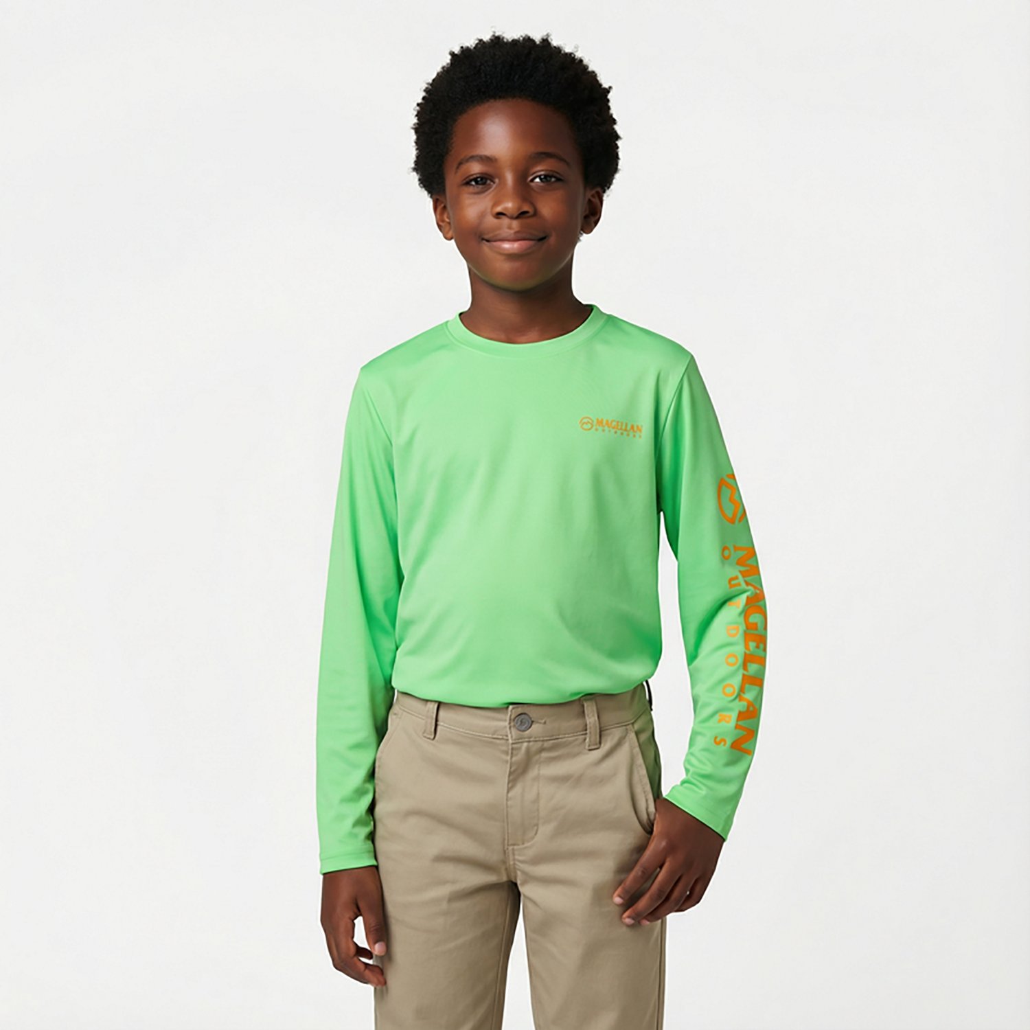 Magellan Outdoors Boys' FishGear Casting Crew Fish Print Long Sleeve T-shirt                                                     - view number 2