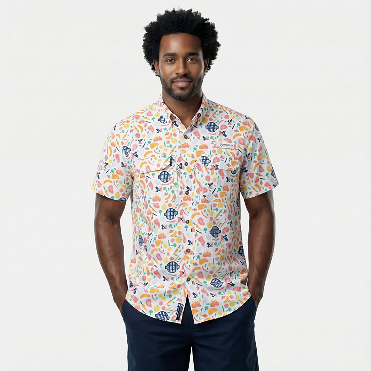 Magellan Outdoors Men's FishGear Local State Texas Print Short Sleeve Button-Down Shirt - view number 2