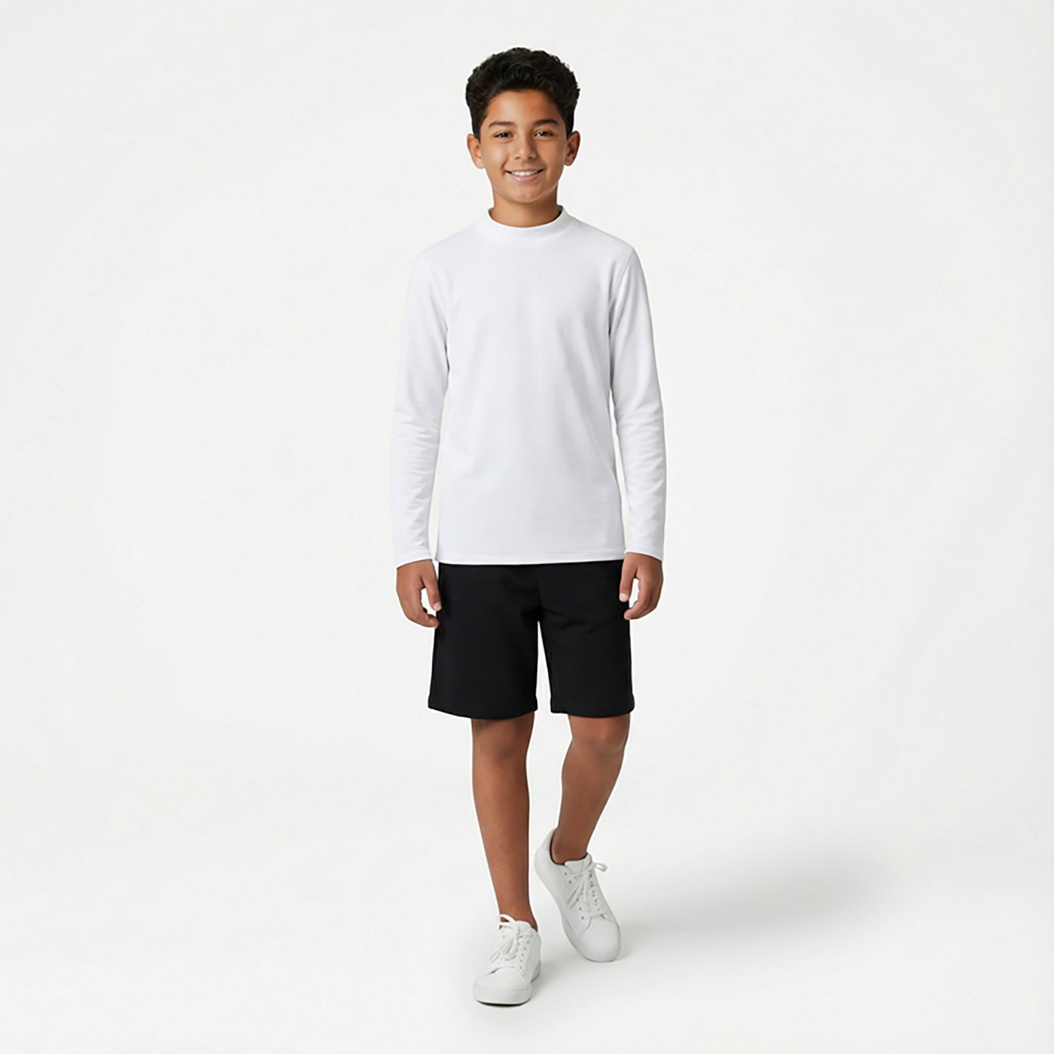 BCG Boy's CW Brushed Mock Neck Long Sleeve Top