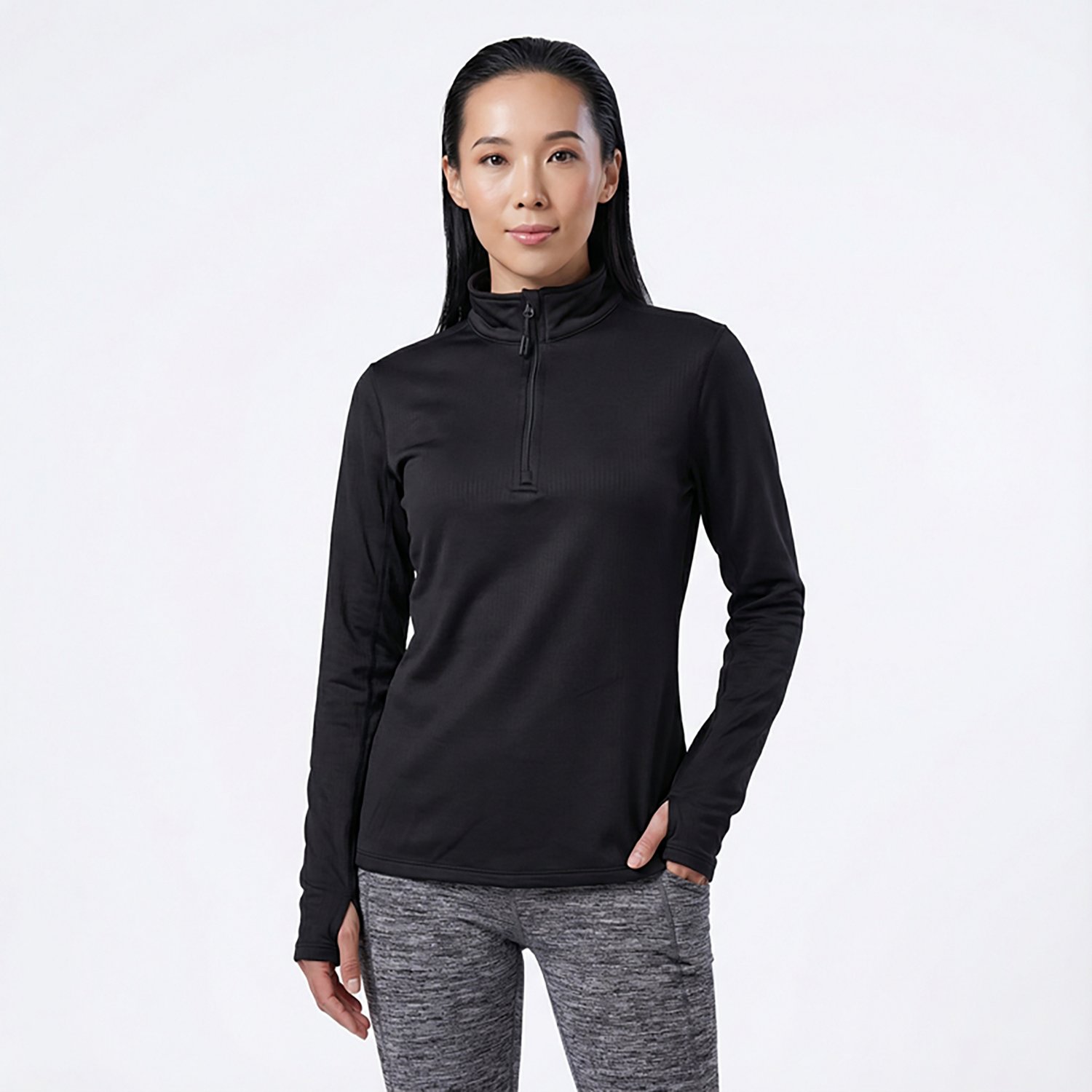 Magellan Outdoors Women’s Thermal Grid 1/4 Zip Baselayer Fleece Top - view number 2