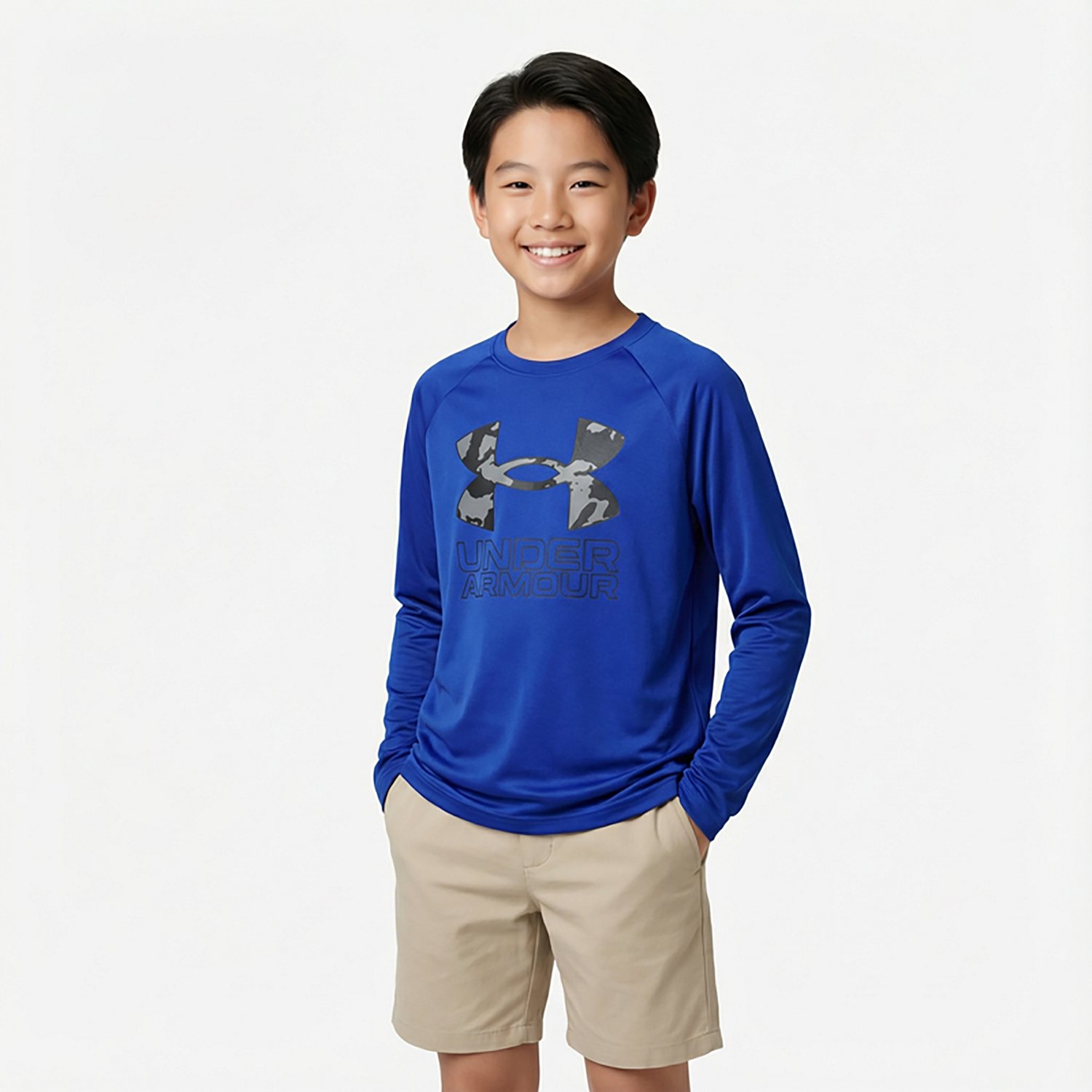 Under Armour Boys' Tech Hybrid Print Fill Long Sleeve T-shirt - view number 2