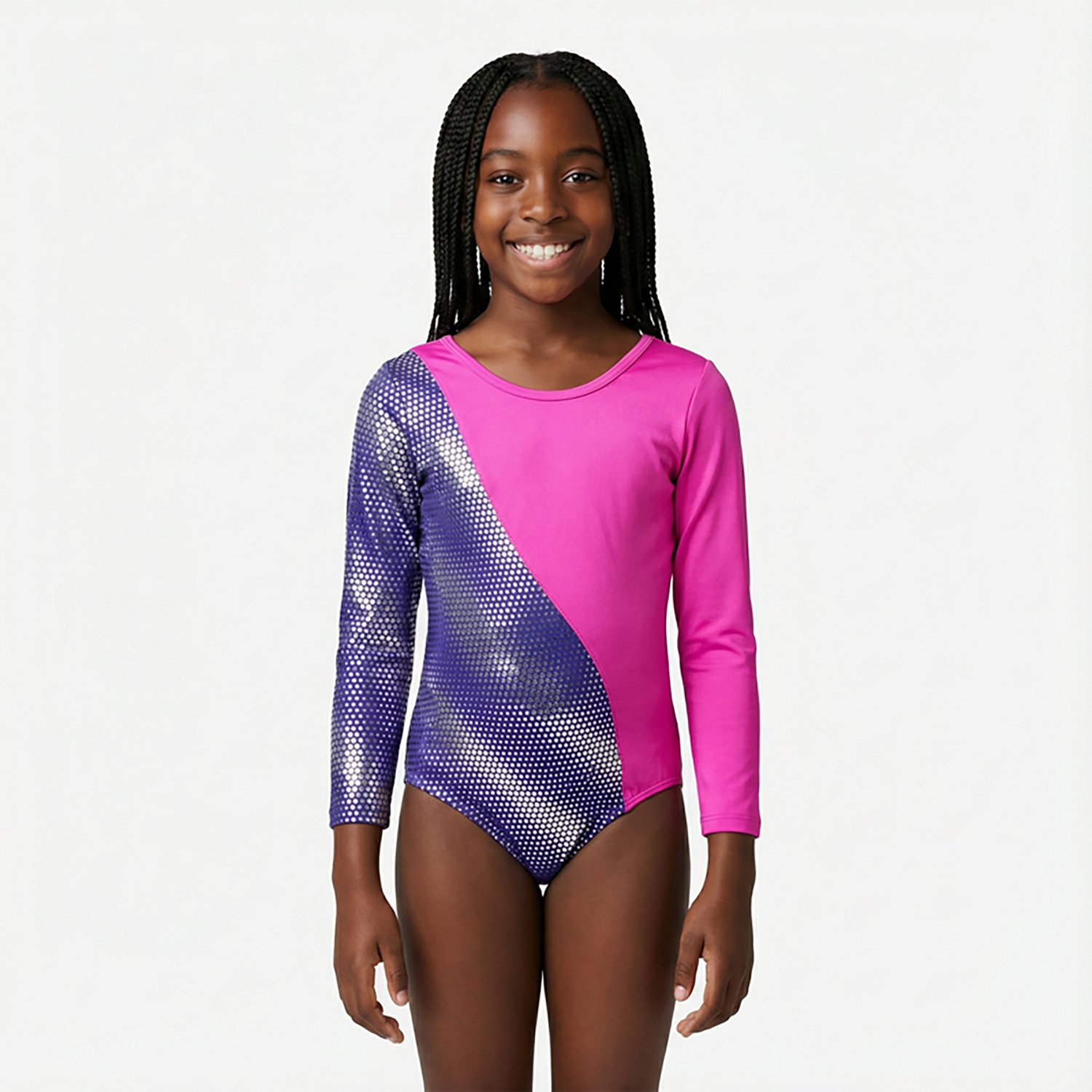 Rainbeau Moves Girls' Blocked Asymmetrical 3/4 Sleeve Leotard - view number 2