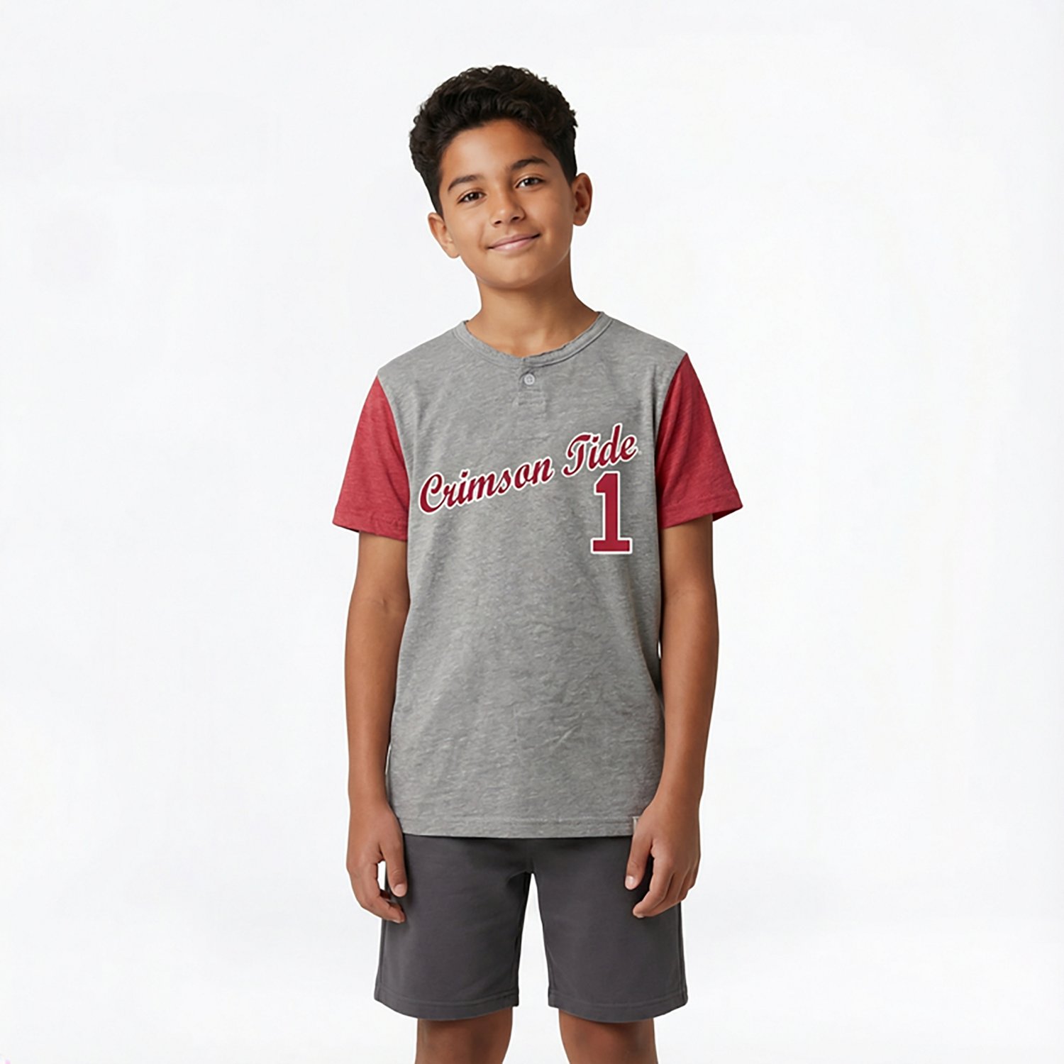 Wes and Willy Boys' University of Alabama Baseball Henley Short Sleeve T-shirt