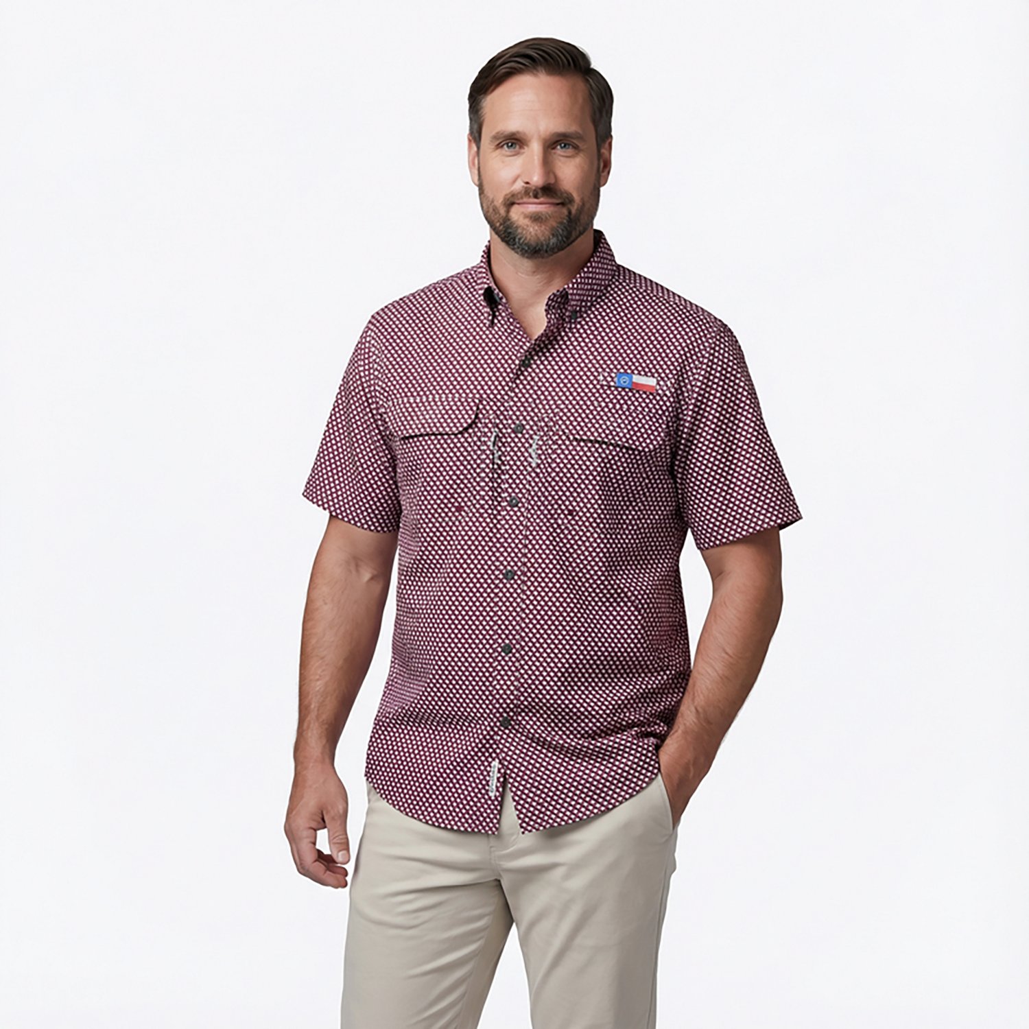 Magellan Men's Local State Gameday Micro Print Short Sleeve Shirt - view number 2