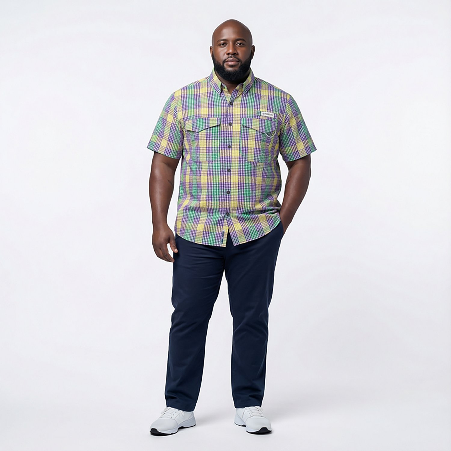 Magellan Outdoors Mardi Gras Seersucker Gingham Shirt