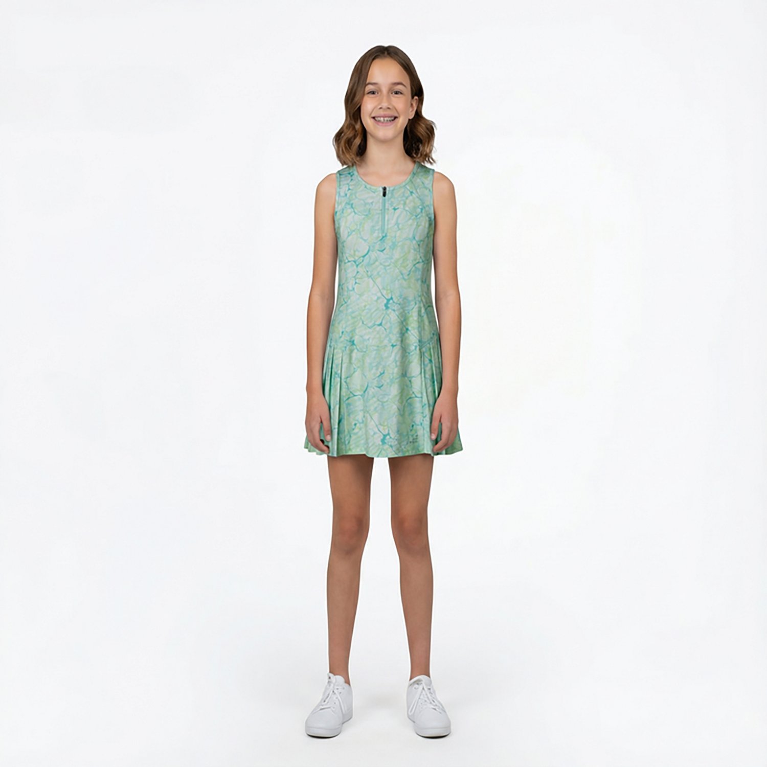 BCG Girls' Tennis Pleated Printed 1/4-Zip Dress