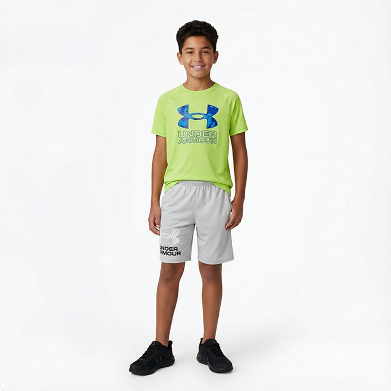 Under Armour Big Boys Tech Moisture-Wicking Quick-Dry Shorts - Mod Gray