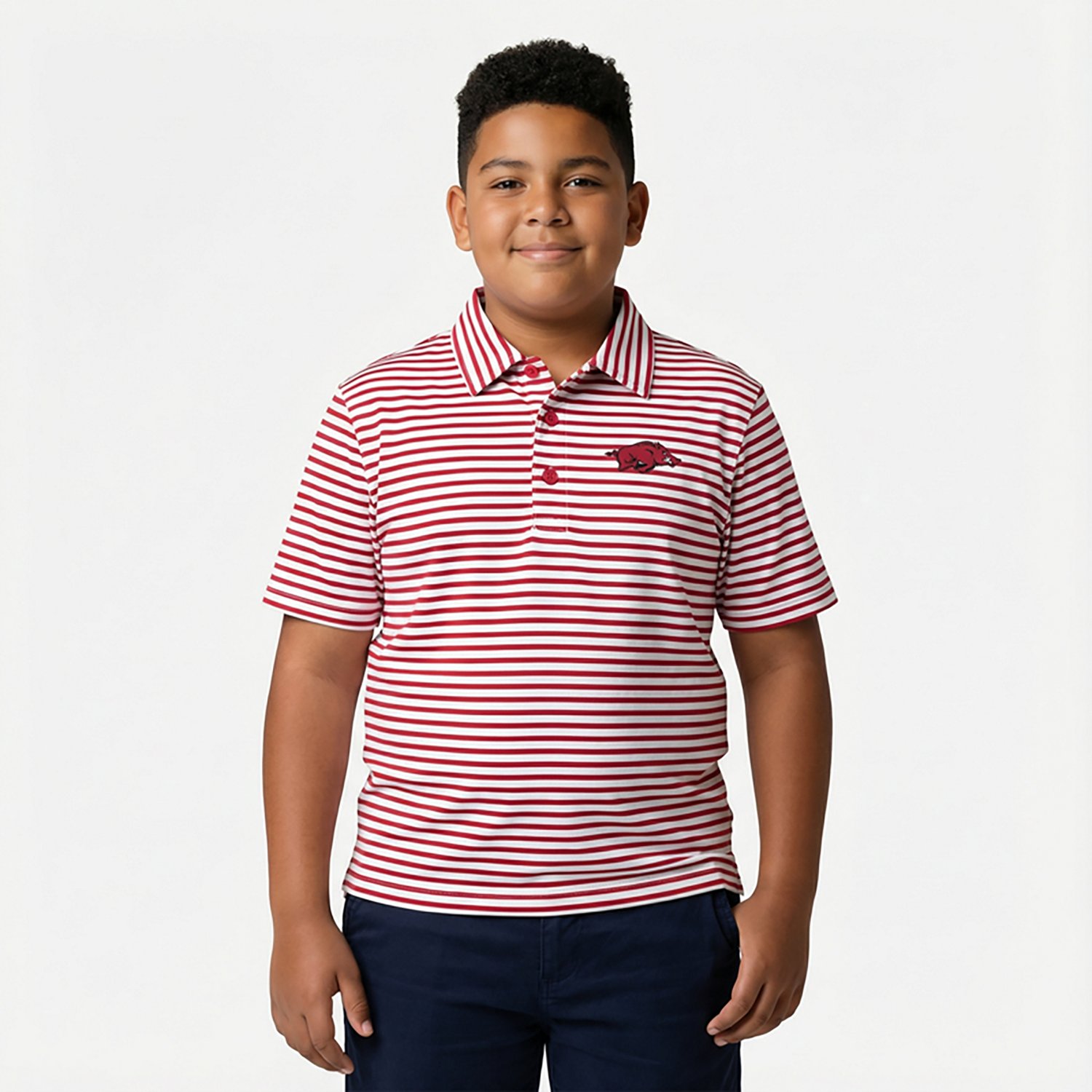 Atlanta Hosiery Company Boys' University of Arkansas Stripe Polo Shirt - view number 2