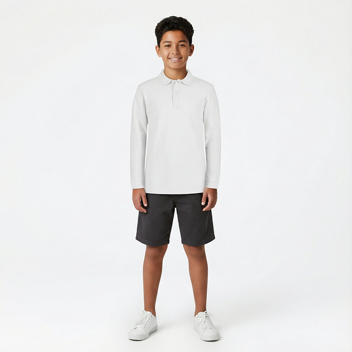 Nautica Boys' 4-7 Double Pique Long Sleeve Polo Shirt