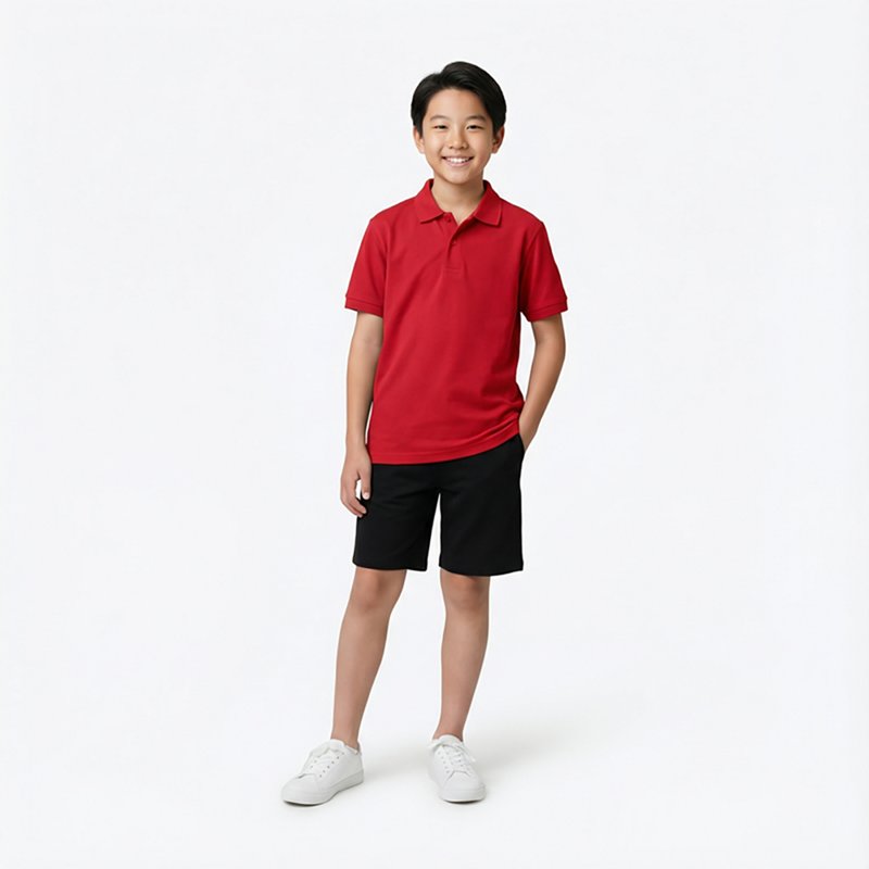 Nautica Little Boys Uniform Stretch Double Pique Polo - Red