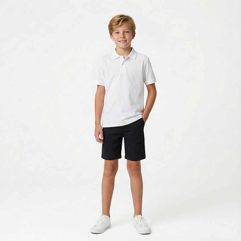 Nautica Little Boys Uniform Stretch Double Pique Polo - White