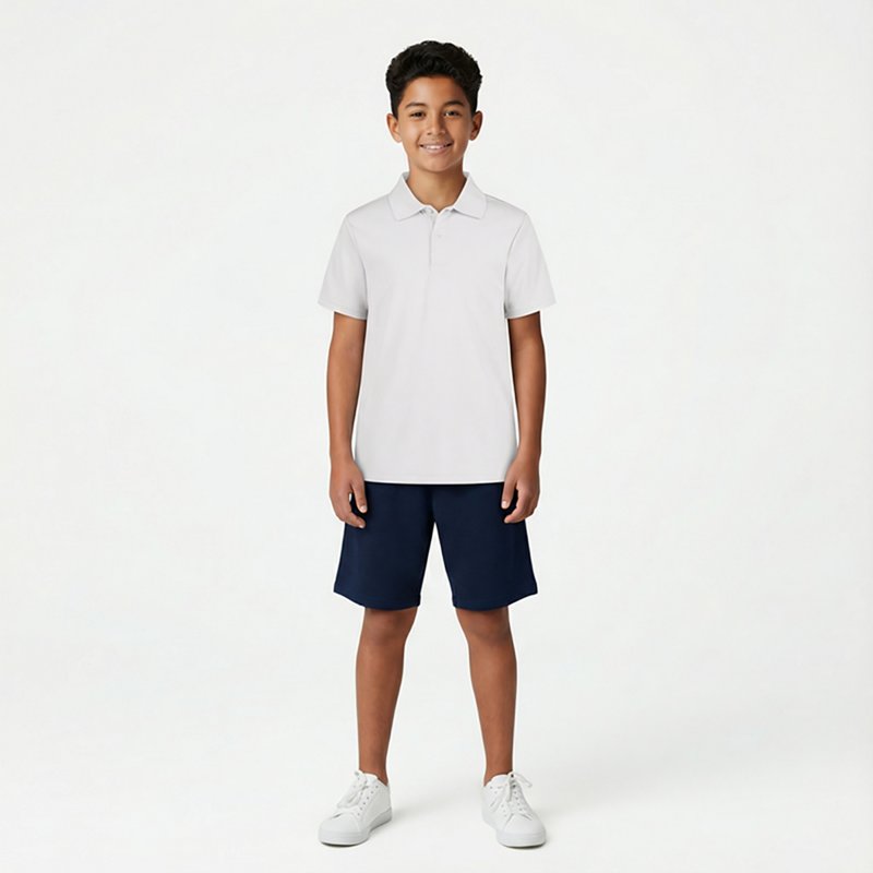 Nautica Little Boys Uniform Quick Dry Short Sleeve Performance Stretch Polo - White