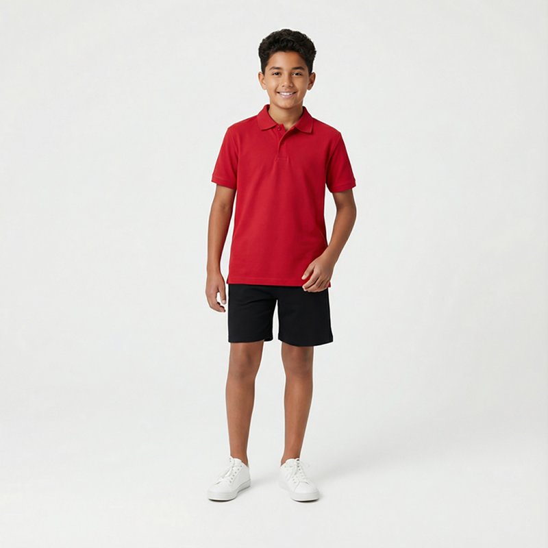 Nautica Big Boys Uniform Stretch Double Pique Polo - Red