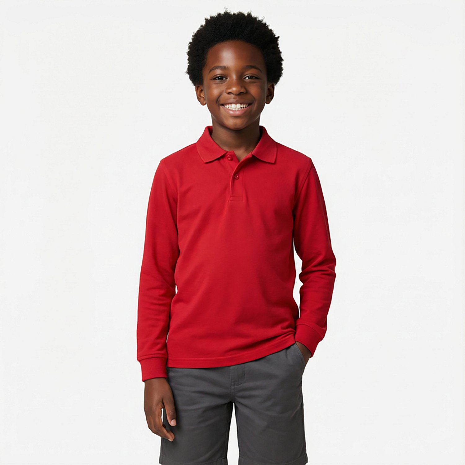 Nautica Boys' Husky Double Pique Long Sleeve Polo Shirt - view number 2