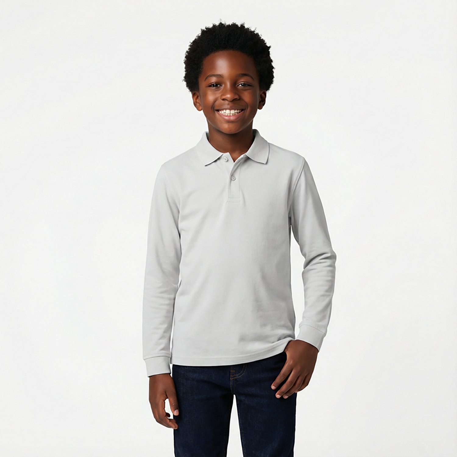 Nautica Boys' Husky Double Pique Long Sleeve Polo Shirt - view number 2