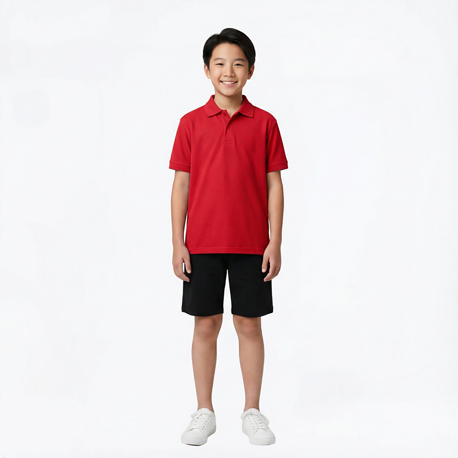 Nautica Boys' Husky Double Pique Short Sleeve Polo Shirt