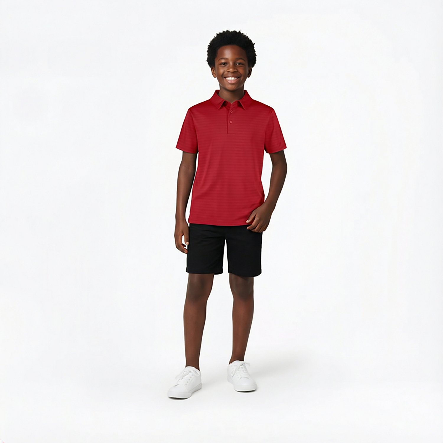 Nautica Boys' Husky Performance Stripe Short Sleeve Polo Shirt