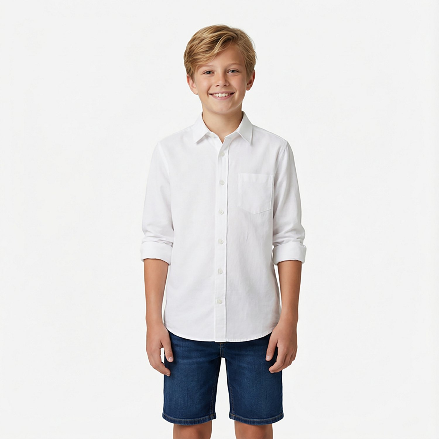 Nautica Boys' Husky Synthetic Long Sleeve Polo Shirt