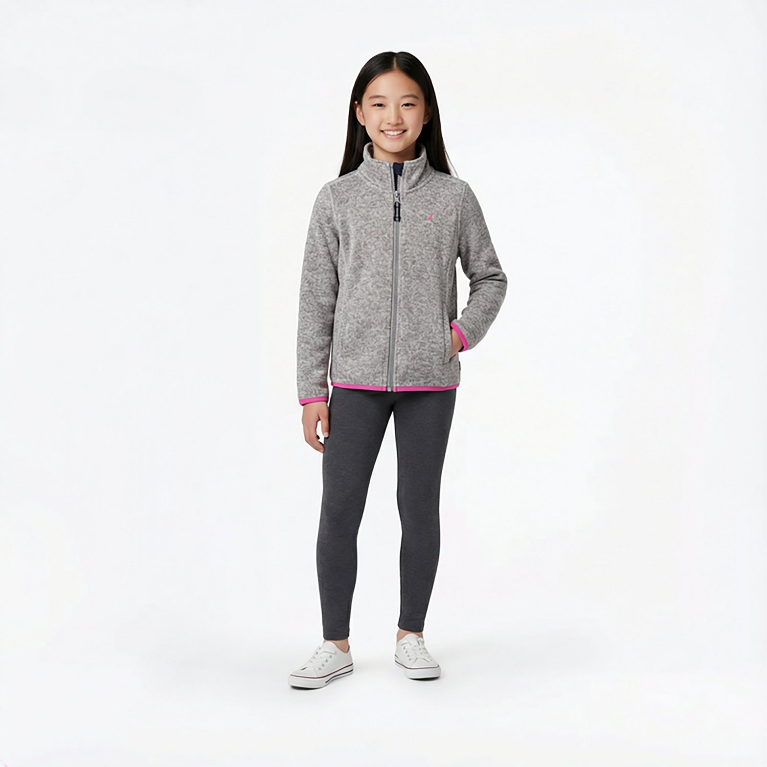 Nautica Girls' 4-6x Polar Fleece Sweater Jacket