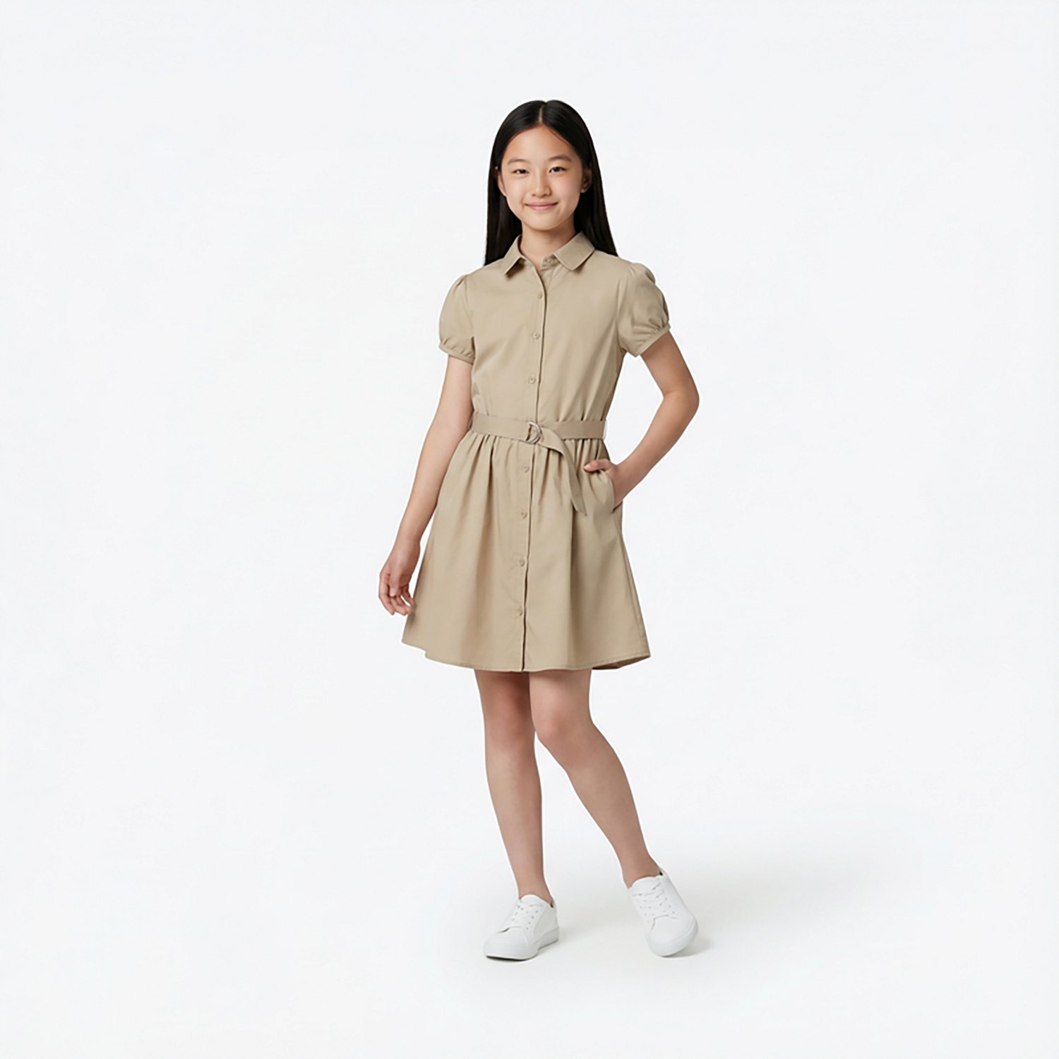 Nautica Girls' 7-16 Belted Shirt Dress