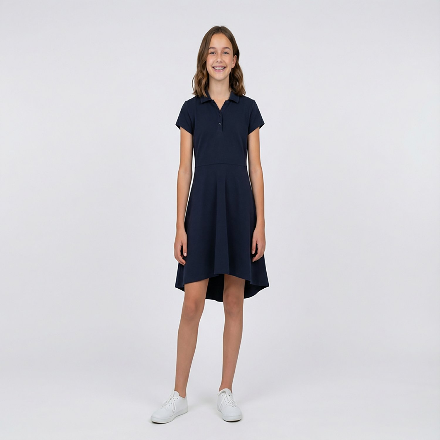Nautica Girls' 7-16 Interlock High-Low Polo Dress