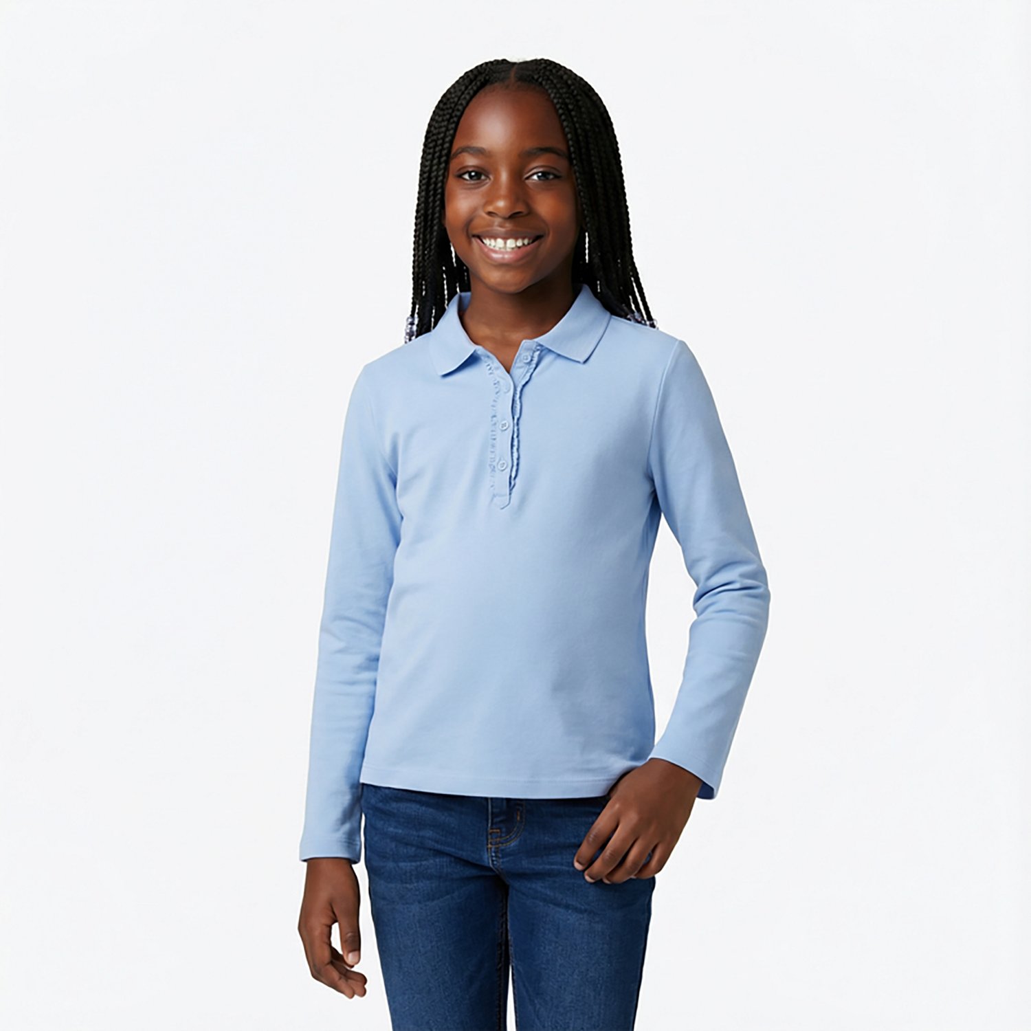 Nautica Girls' 7-16 Plus Interlock Long Sleeve Polo - view number 2