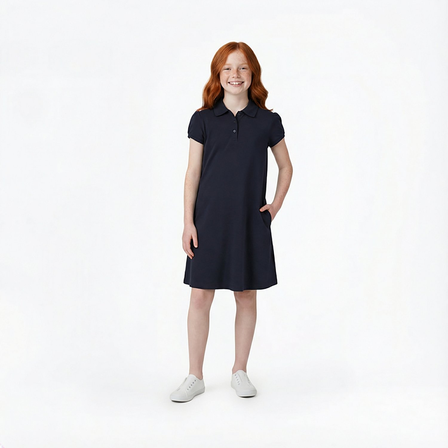 Nautica Girls' Plus Interlock High-Low Polo Dress